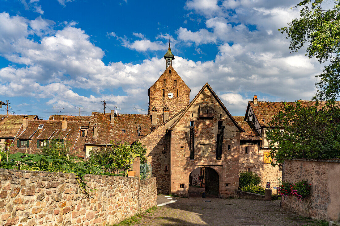 The upper gate La Porte Haute and Dolder Tower of Riquewihr, Alsace, France