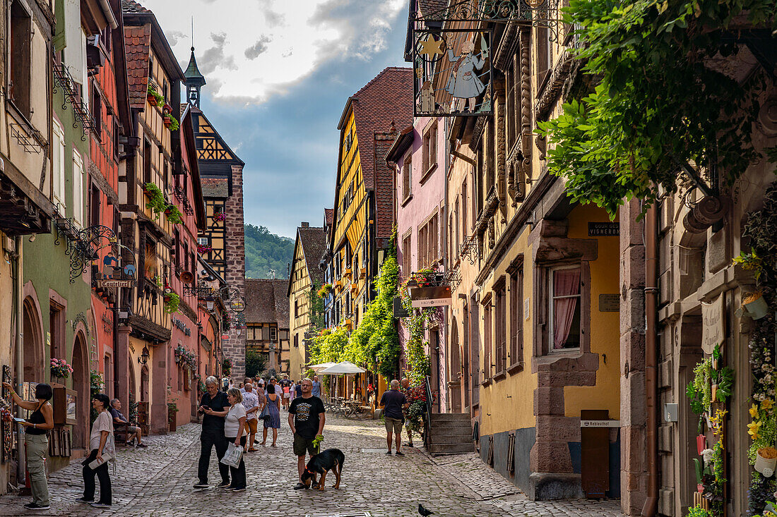 The historic old town of Riquewihr, Alsace, France