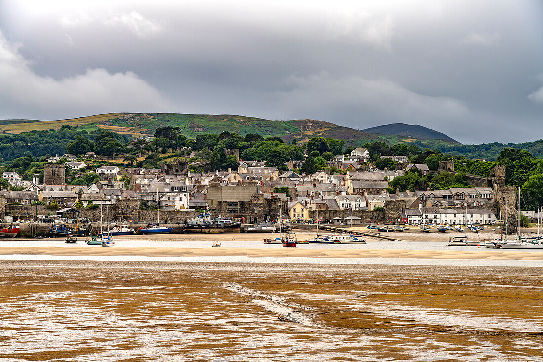 Conwy und der Conwy River, Wales, Großbritannien, Europa 