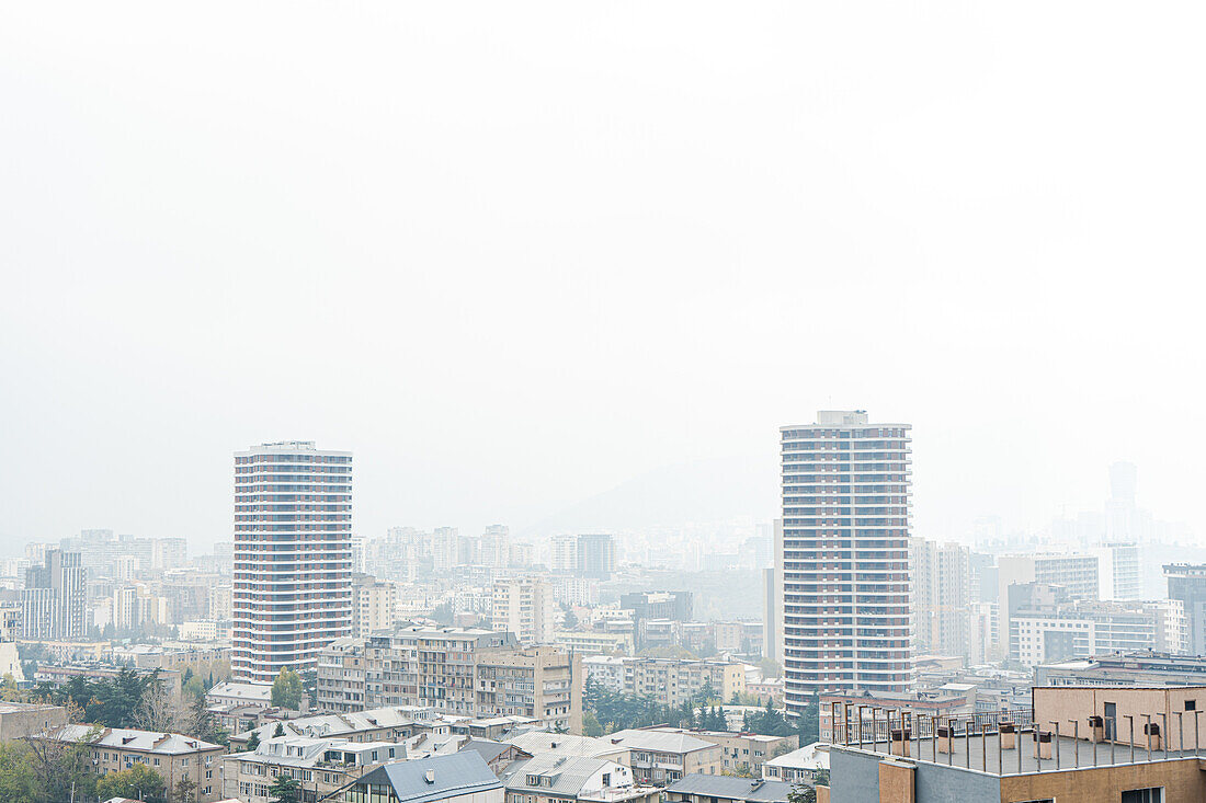 Foggy morning in Tbilisi's downtown