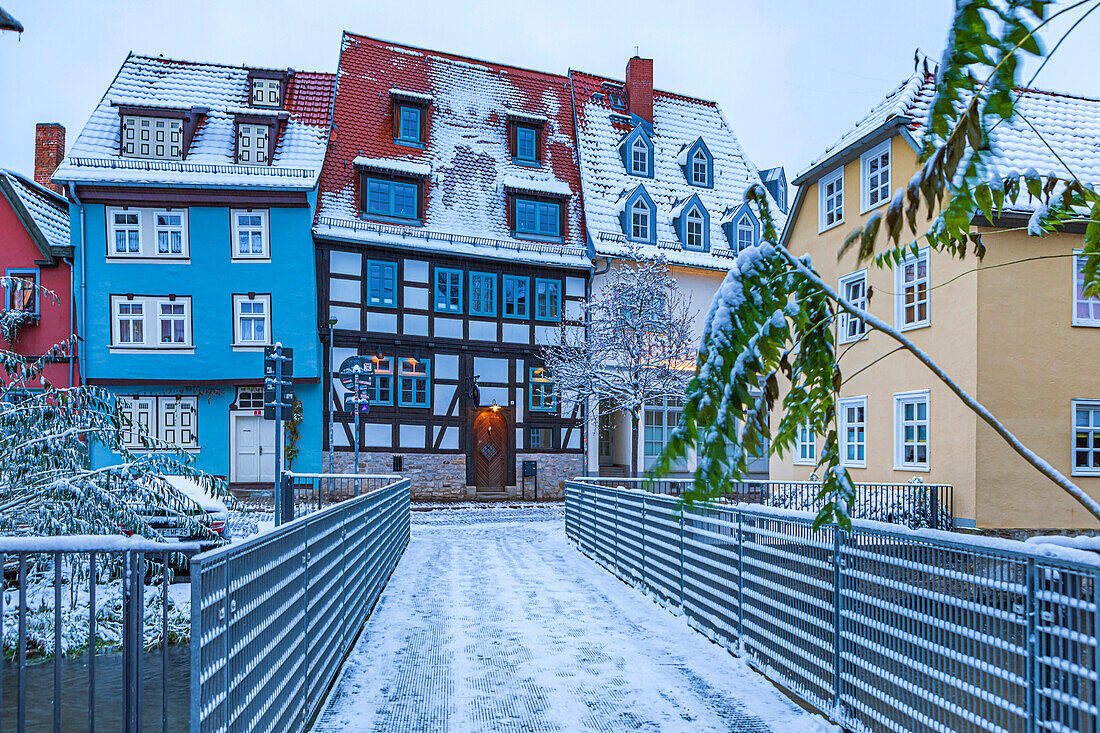 Small bridge on the dam in Erfurt, Thuringia, Germany