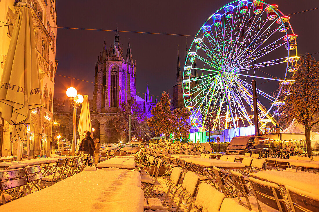 Christmas market on the cathedral square in Erfurt, Thuringia, Germany