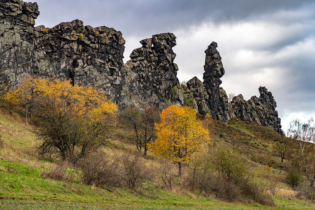 Die Felsformation Teufelsmauer im Landkreis Harz bei Thale und Weddersleben, Sachsen-Anhalt, Deutschland