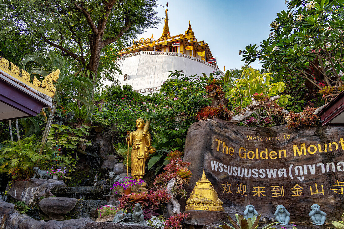 Die buddhistische Tempelanlage Wat Saket oder Tempel des Goldenen Berges, Golden Mount Temple, Bangkok, Thailand, Asien