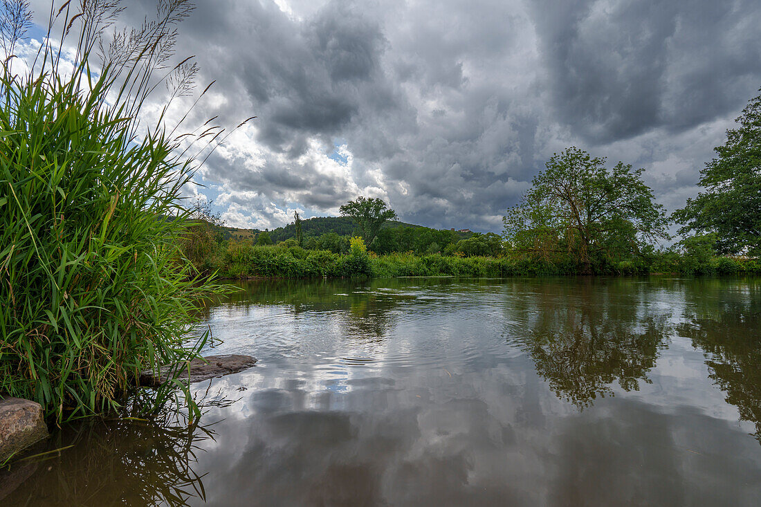 The Franconian Saale near the wine town of Hammelburg, Bad Kissingen district, Lower Franconia, Franconia, Bavaria, Germany