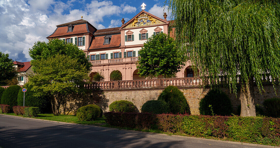 The Kellereischloss or Red Castle in the wine town of Hammelburg, Bad Kissingen district, Lower Franconia, Franconia, Bavaria, Germany