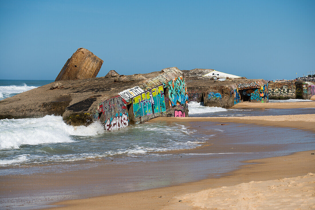 WW2 bunkers and surf, Cote des Basques, France