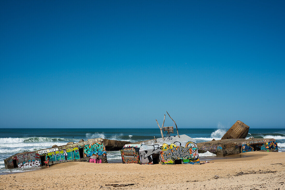 WW2 bunkers and surf, Cote des Basques, France