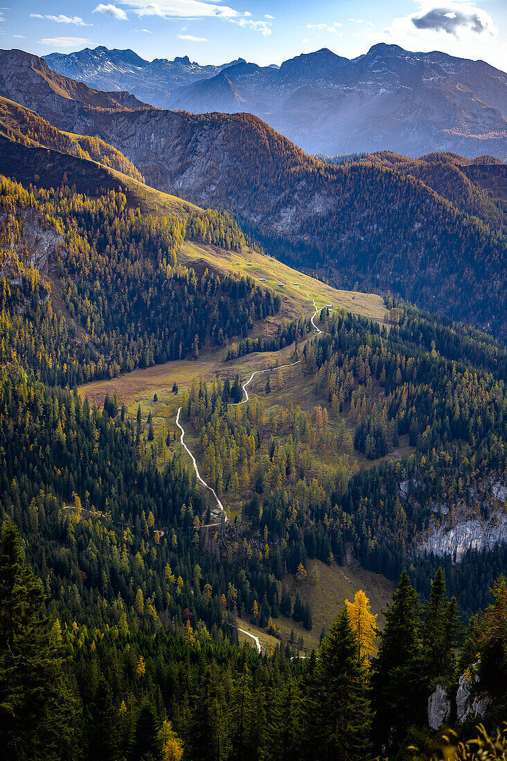 Blick vom Jenner auf Berge, Wandern auf den Berg Jenner am Königssee in den Bayerischen Alpen, Königssee, Nationalpark Berchtesgaden, Berchtesgadener Alpen, Oberbayern, Bayern, Deutschland