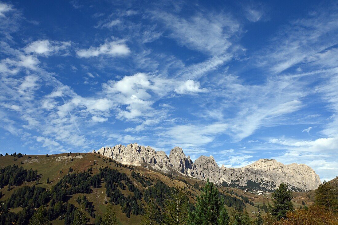 Am Grödner Joch an der Sella, Dolomiten, Südtirol, Italien