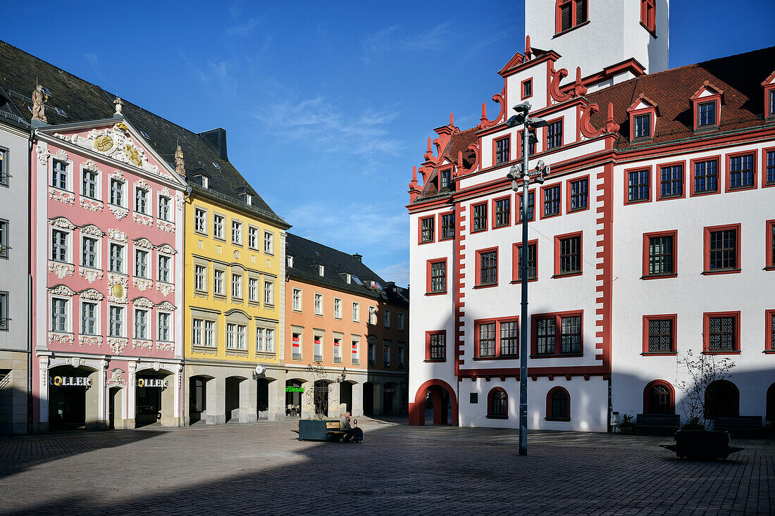 Old town hall and Siegertsches Haus on the market square, Chemnitz, Saxony, Germany, Europe