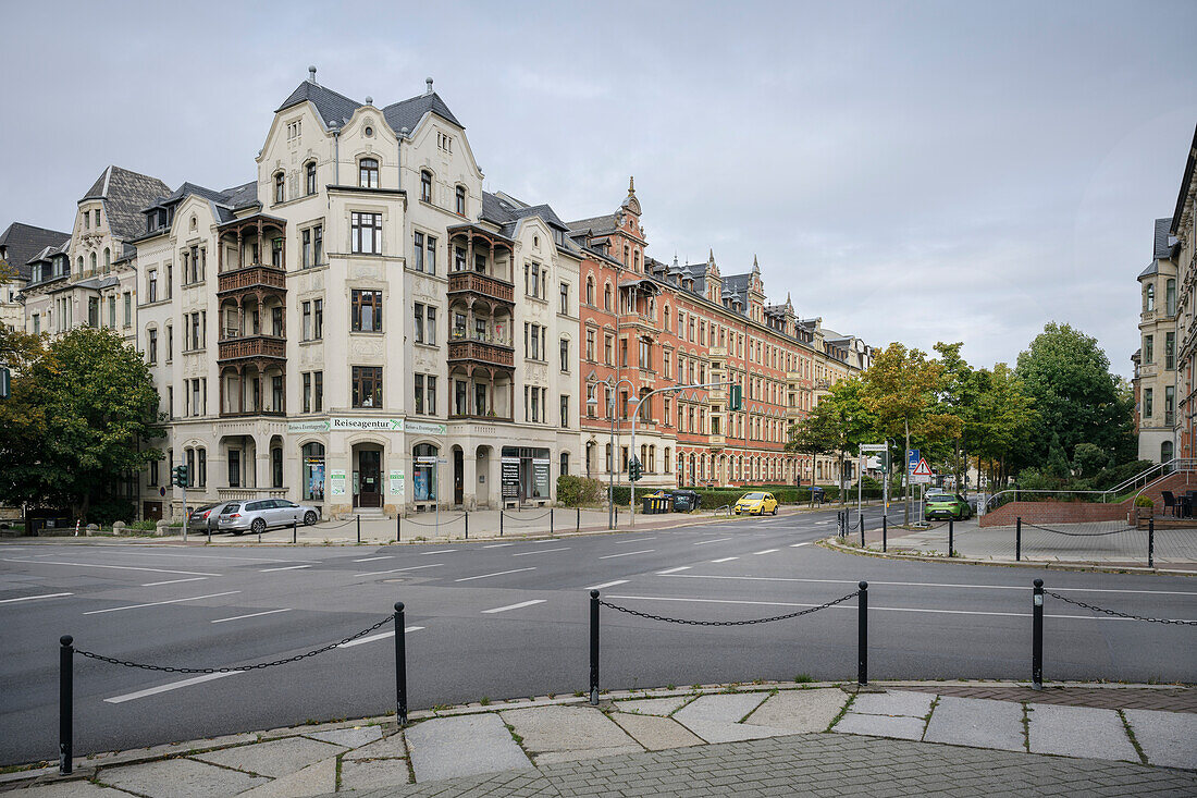 prächtige Jugendstil Bauten im Kaßberg Viertel, Chemnitz, Sachsen, Deutschland, Europa