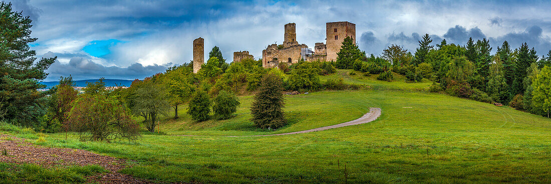 The Brandenburg ruins above the Werra Valley date back to the 12th century and consist of two complexes, the upper and lower castles, Thuringia, Germany