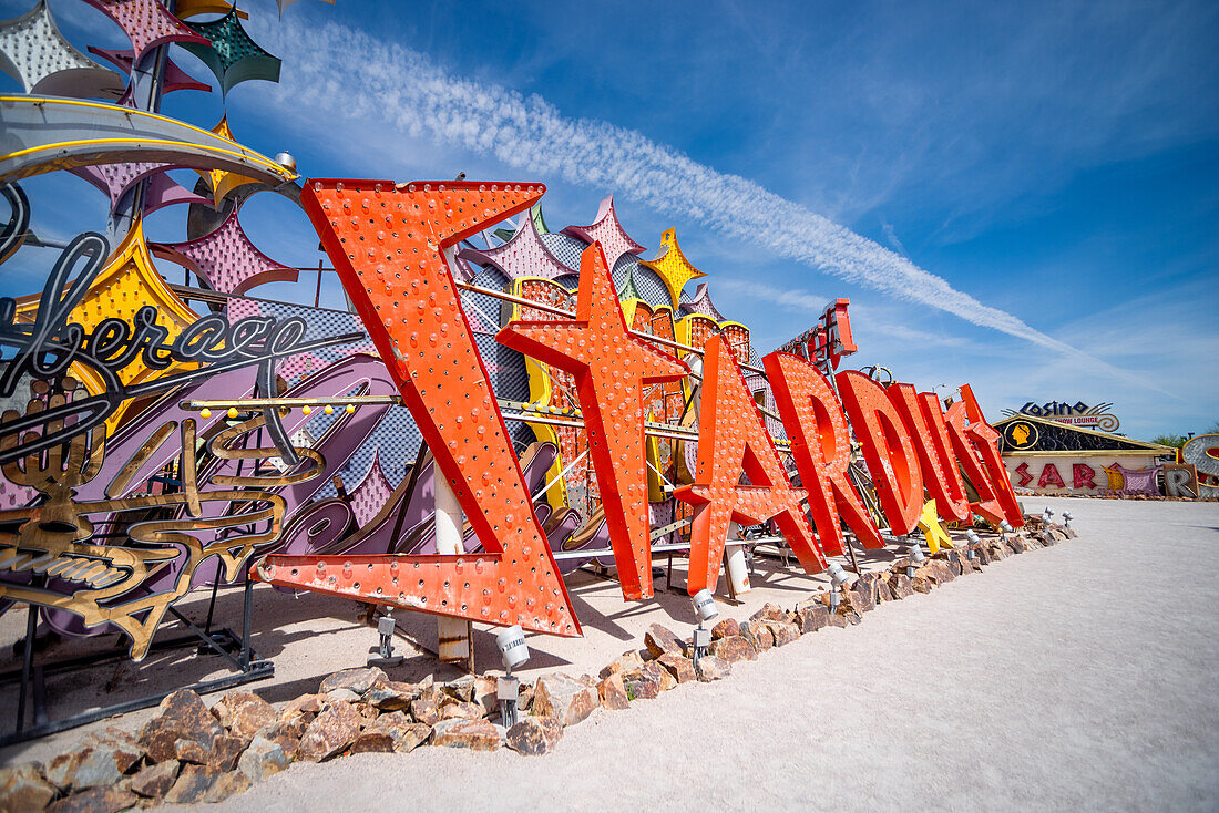 Abandoned and discarded neon sign of Stardust Casino in the Neon Museum aka Neon boneyard in Las Vegas, Nevada.