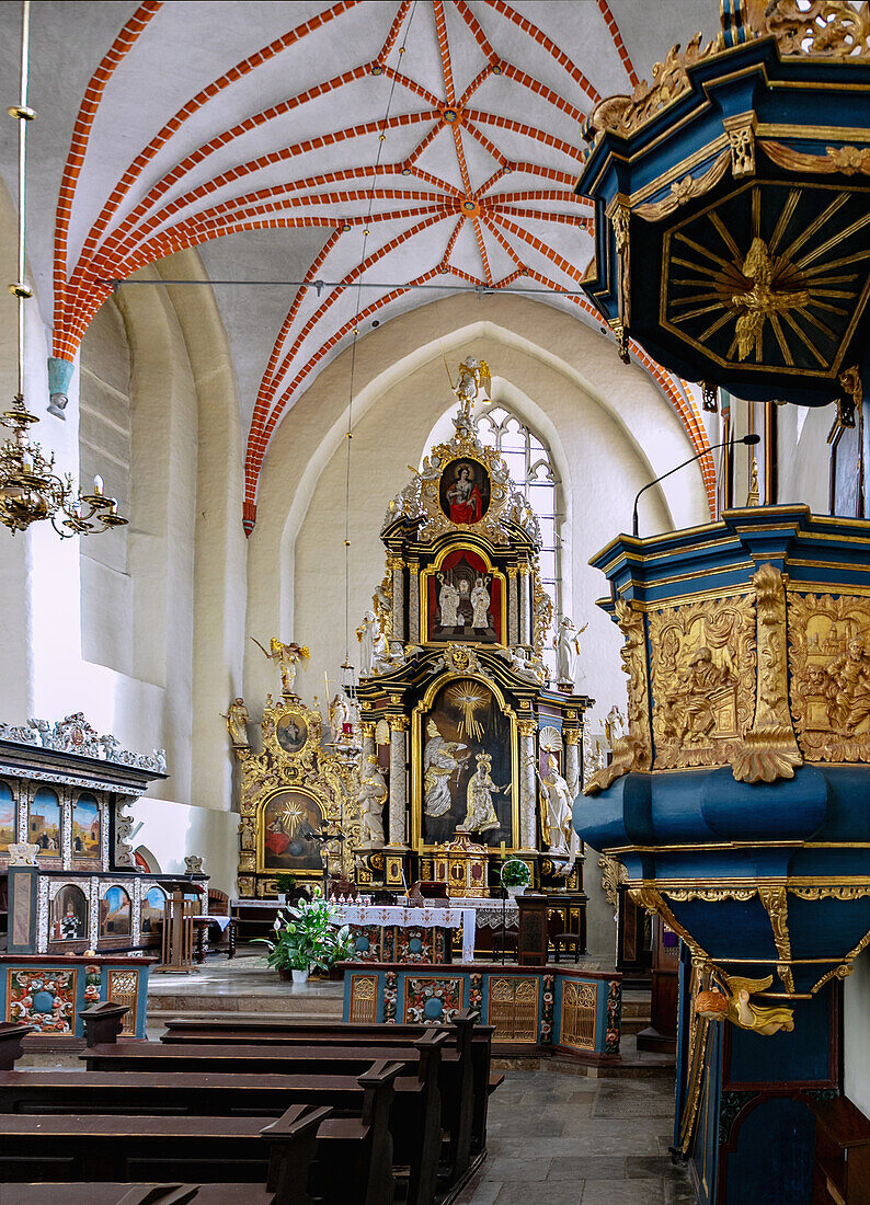 Interior of the Zarnowiec Monastery Church (Żarnowiec, Zarnowitz), Kashubian Coast in the Pomorskie Voivodeship of Poland