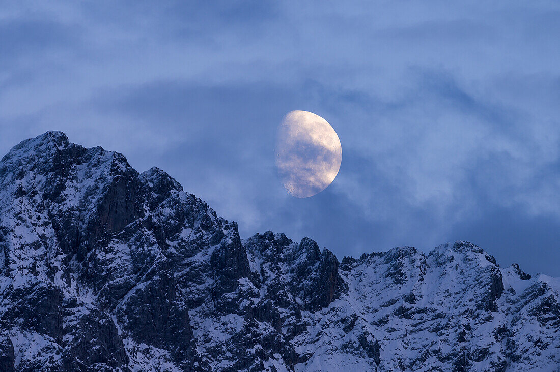 Moonrise over the Alps, Bavaria, Germany