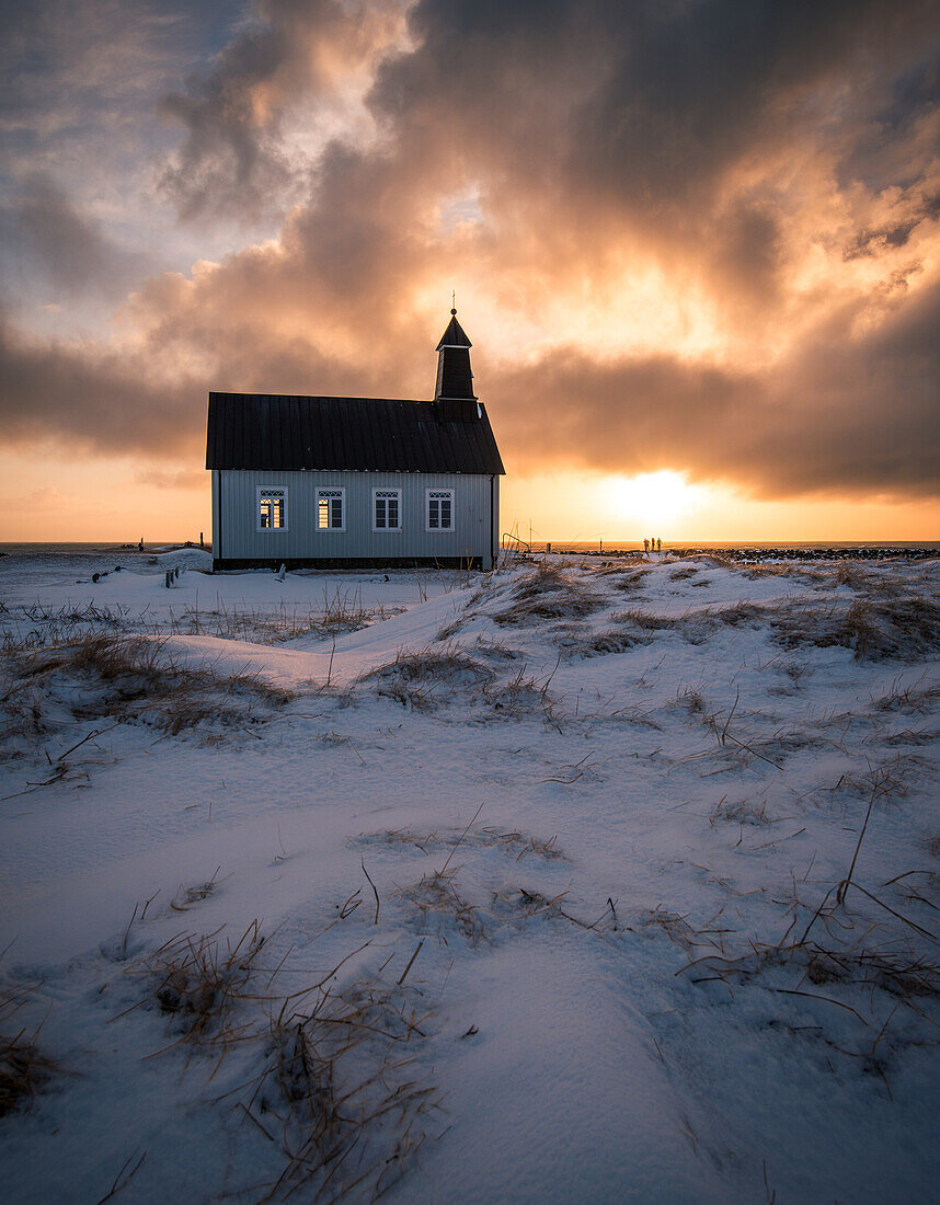 Small church in the evening light, Iceland