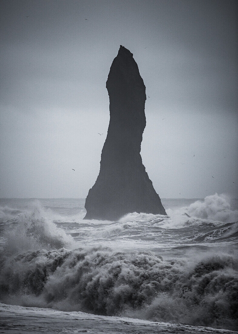 Dramatic waves on Black Sand Beach, Vik, Iceland