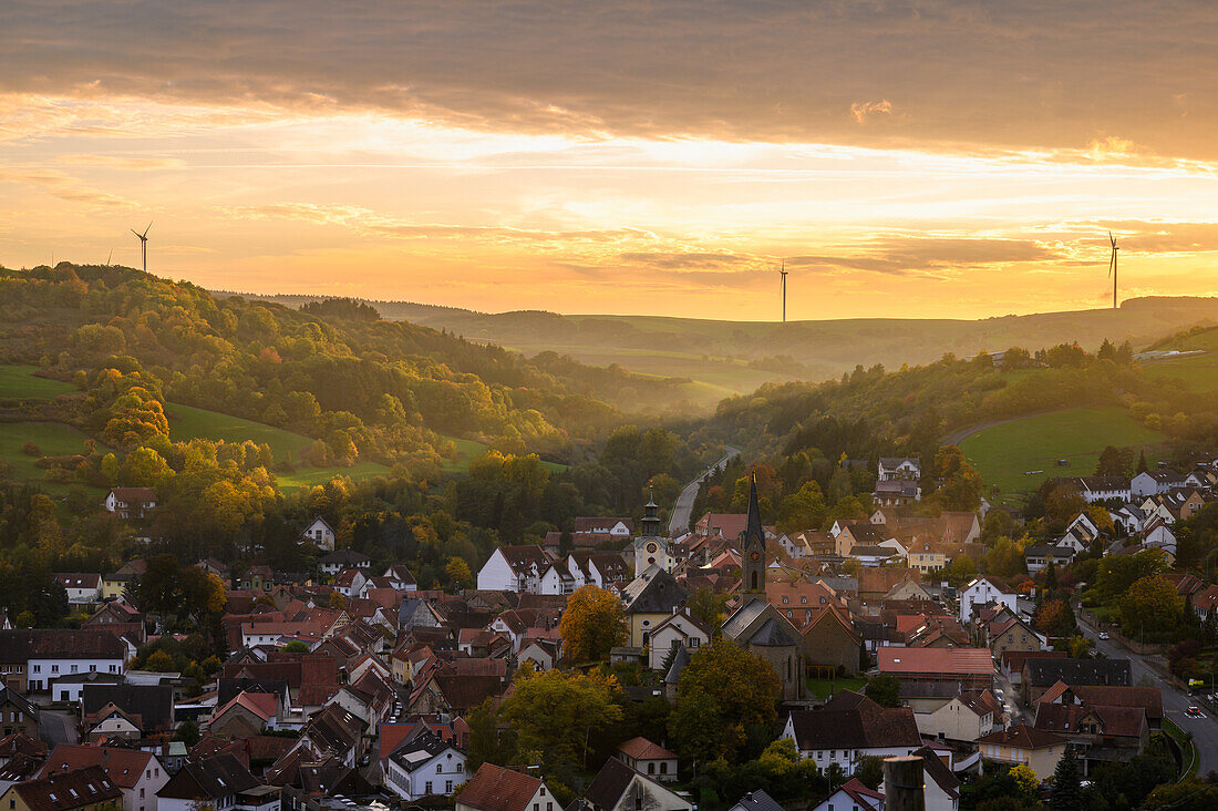 Sunset near Obermoschel, Rhineland-Palatinate, Germany