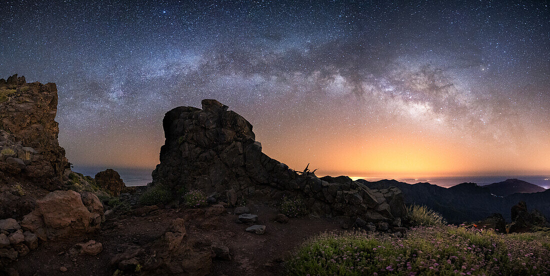 Panorama of the Milky Way, Caldera de Taburiente National Park, La Palma, Spain