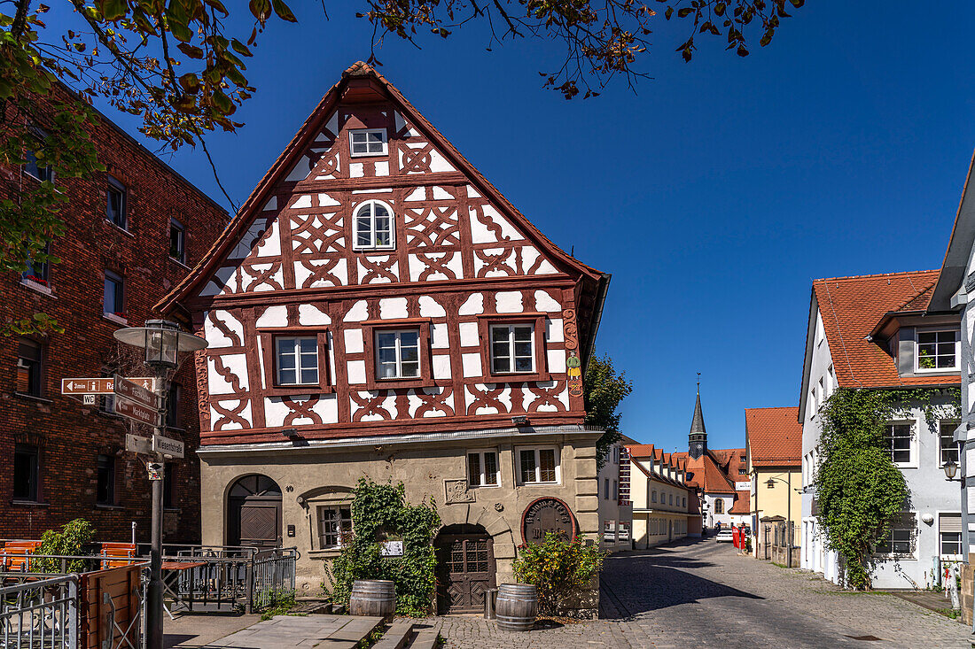  The Leaning House Kammerersmühle in Forchheim, Upper Franconia, Bavaria, Germany 