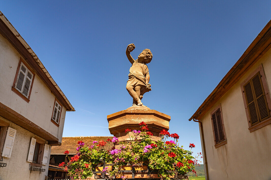 Bacchus Fountain in Zelleberg, Alsace, France