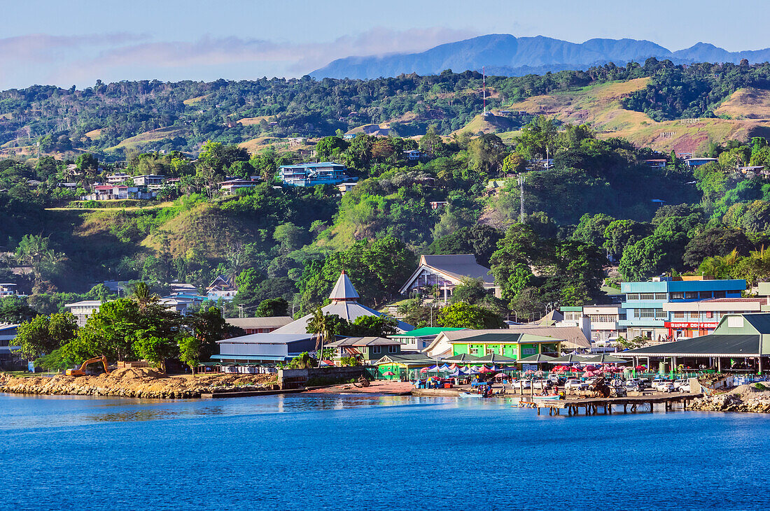 Views of the independent island state of the Solomon Islands, here the capital Honiara and its surroundings in the southwestern Pacific Ocean.