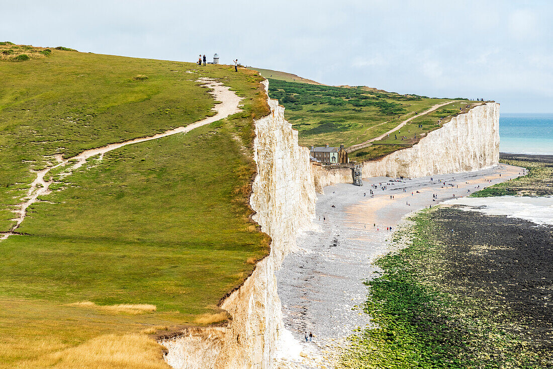 Seven Sisters chalk cliffs on the English south coast between Seaford and Eastbourne, West Sussex, England, United Kingdom