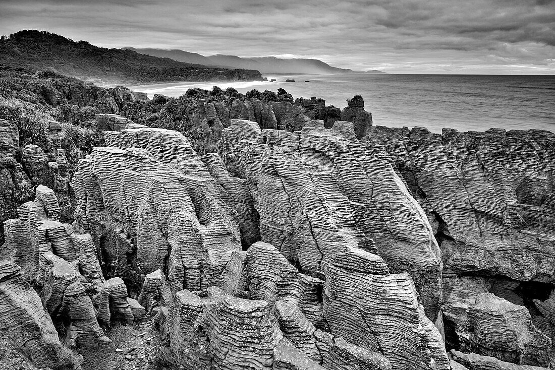 Gesteinsformation Pancake Rocks, Paparoa Nationalpark, Punakaiki, Neuseeland