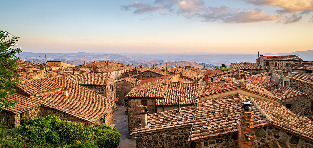 Above the roofs of Radicofani, Siena province, Tuscany, Italy   