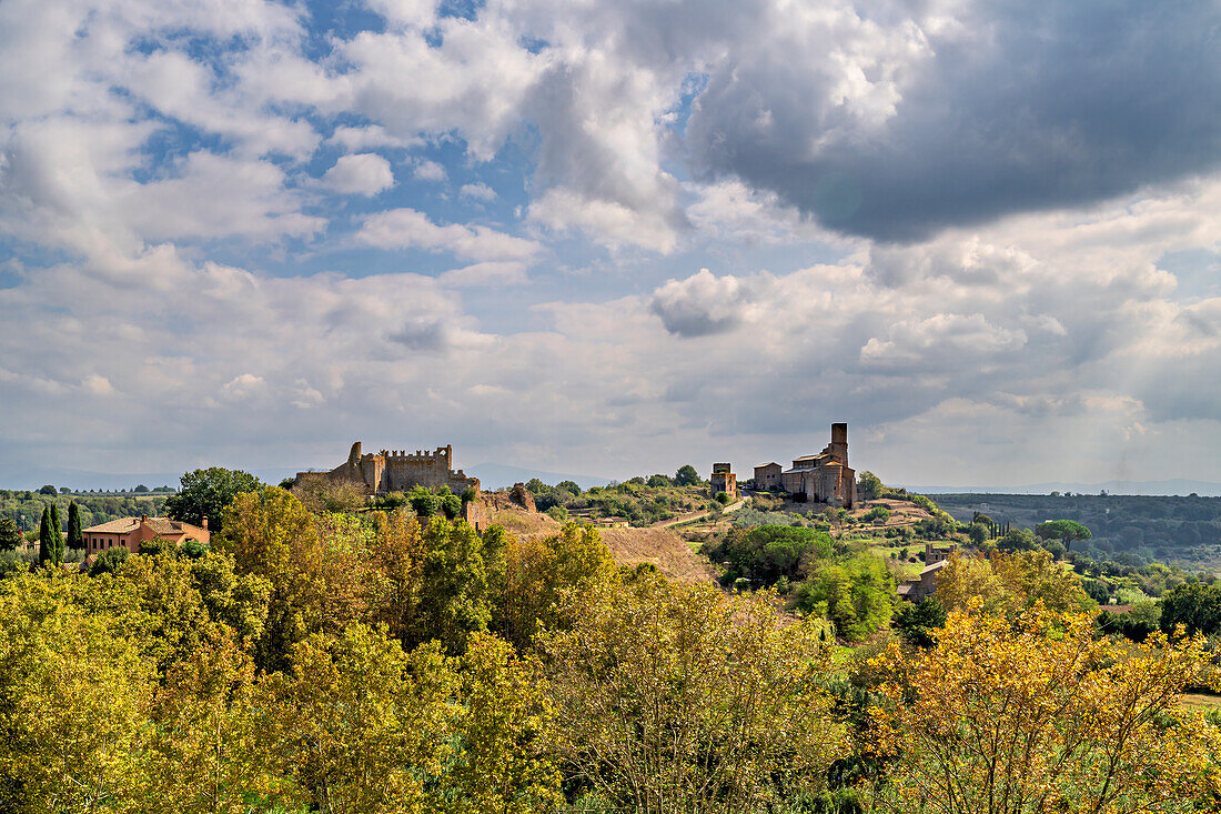  Tuscania, view of the hill of San Pietro, Viterbo province, Lazio, Italy 