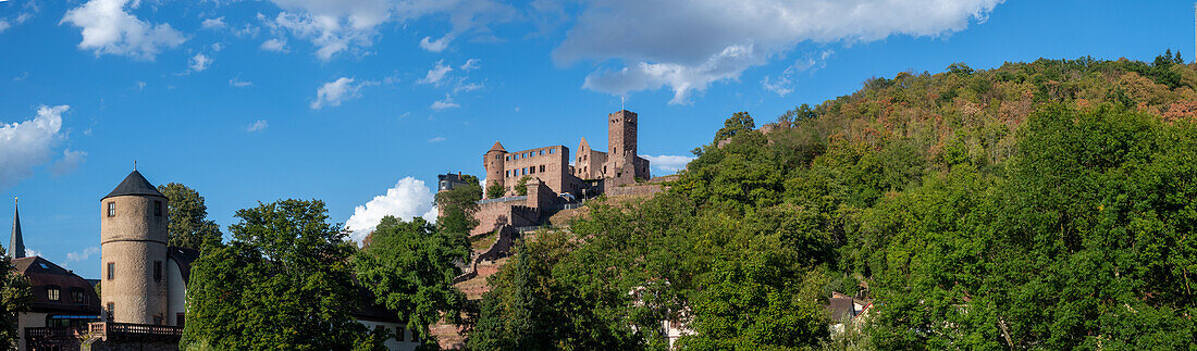  Wertheim Castle dominates the town of the same name on the Main, Baden-Württemberg, Germany 