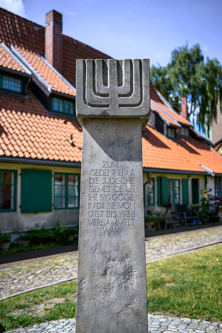  Jewish monument in the backyard at St. John&#39;s Monastery, Stralsund, Baltic Sea coast, Mecklenburg-Western Pomerania, Germany 