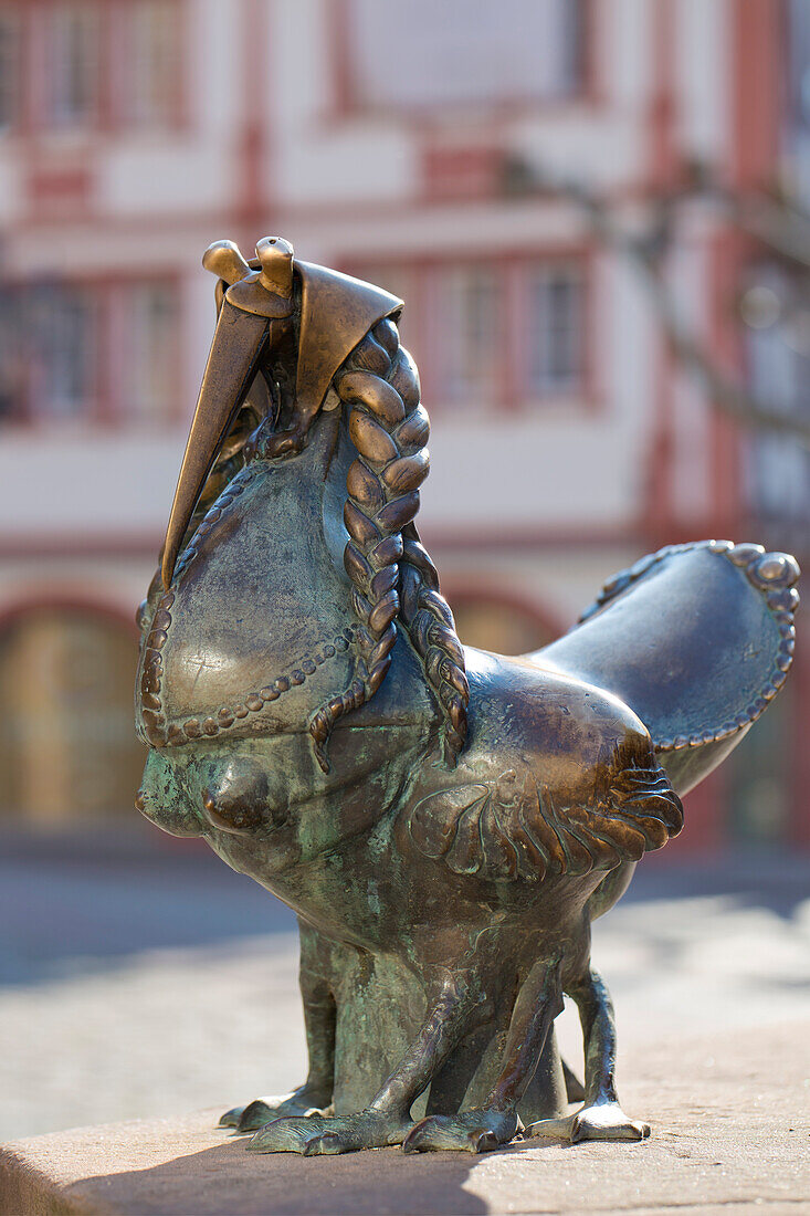  Mythical creature Elwedritsche on the market square of Neustadt an der Weinstrasse, Rhineland-Palatinate, Germany 