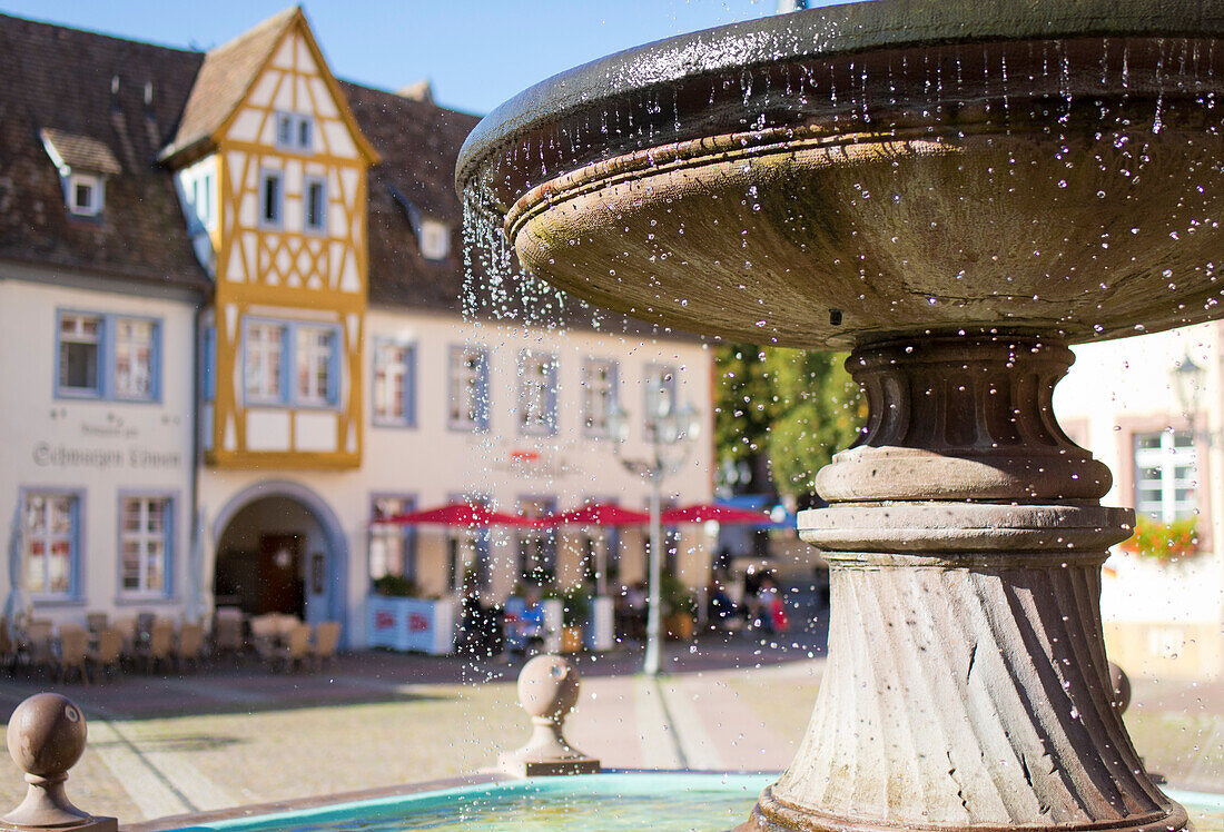  The Königsbrunnen on the market square of Neustadt an der Weinstrasse, Rhineland-Palatinate, Germany 