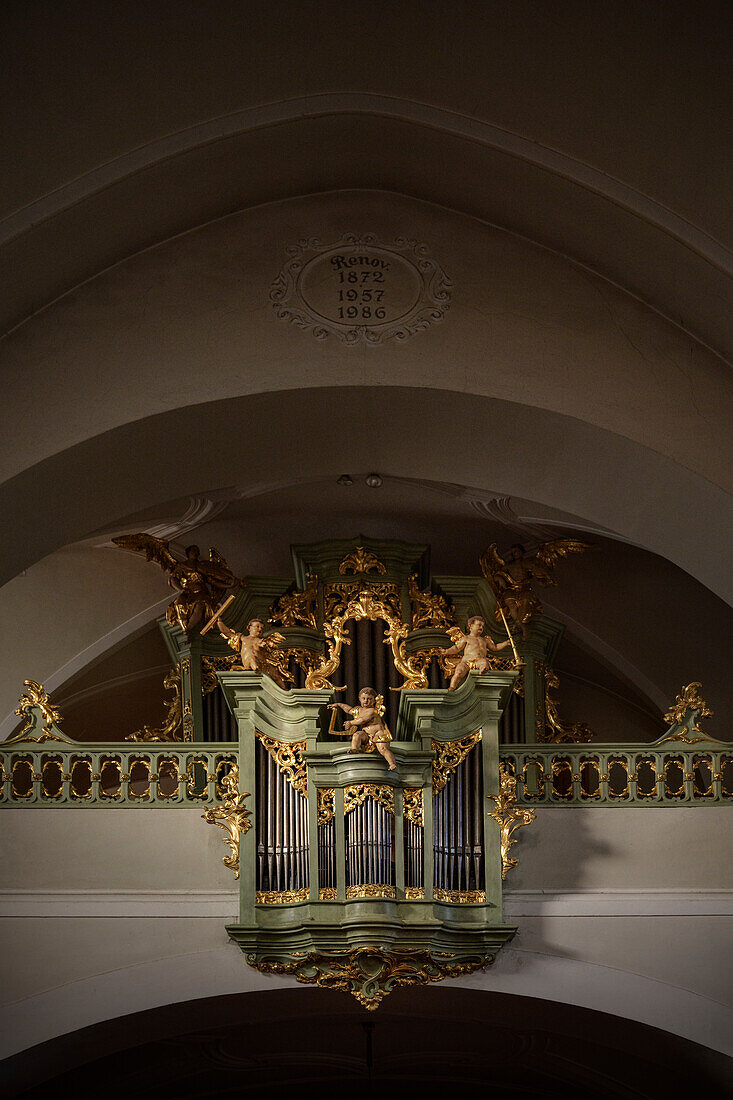  Organ in the parish church of the Assumption of Mary, UNESCO World Heritage “Wachau Cultural Landscape”, Weißenkirchen in der Wachau, Lower Austria, Austria, Europe 
