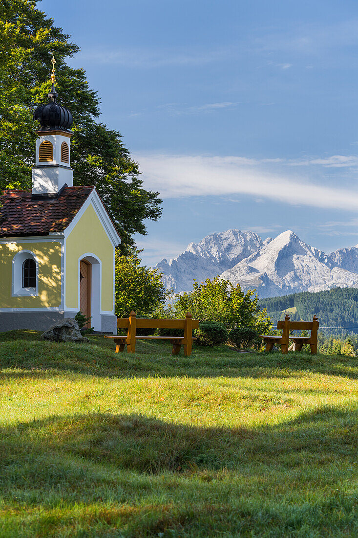  Chapel Maria Rast on the Buckelwiesen, Zugspitze, Krün, Bavaria, Germany 