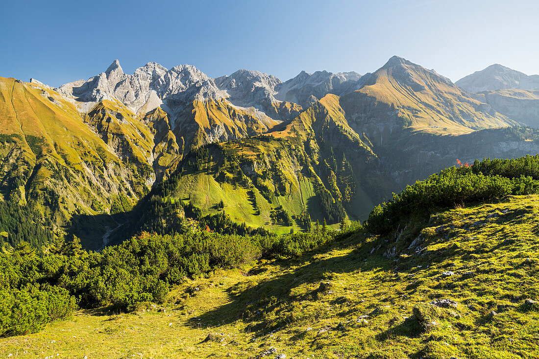 Trettachspitze, Mädelegabel, Hochtrottspitze, Linkserkopf, Allgäuer Hauptkamm, Bayern, Deutschland