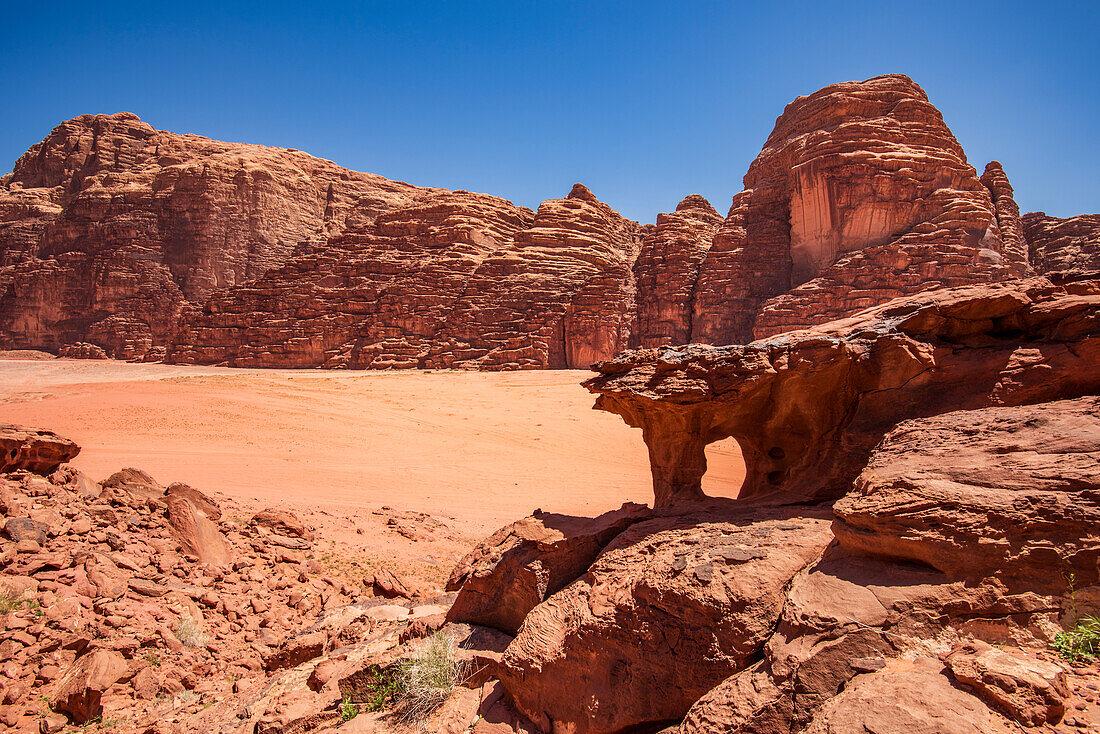 Wüstenlandschaft in Wadi Rum, Jordanien