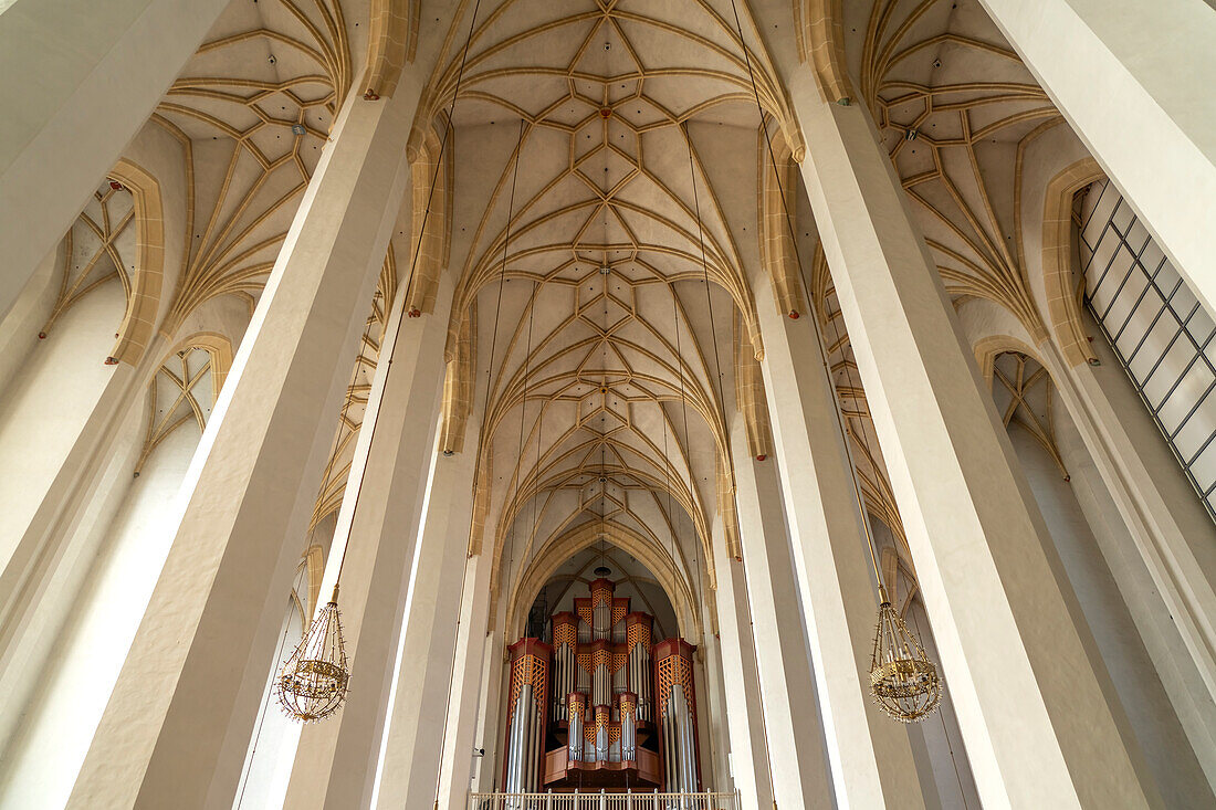Kirchendecke und Orgel der Frauenkirche in München, Bayern, Deutschland, Europa
