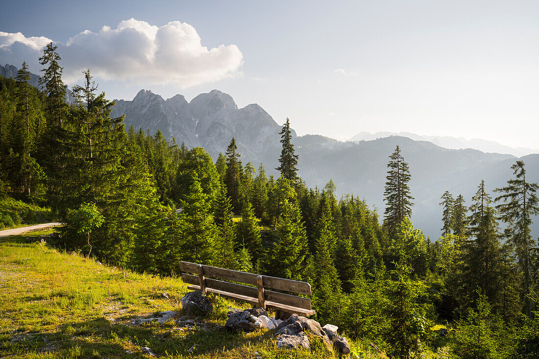  Bench, Gosaukamm, Gosau, Salzkammergut, Upper Austria, Austria 