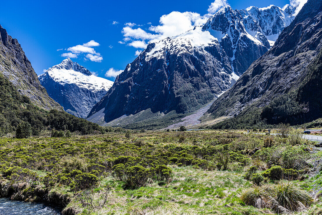 Snow Capped Peaks of the Southern Alps on the way up Mckinnon Pass