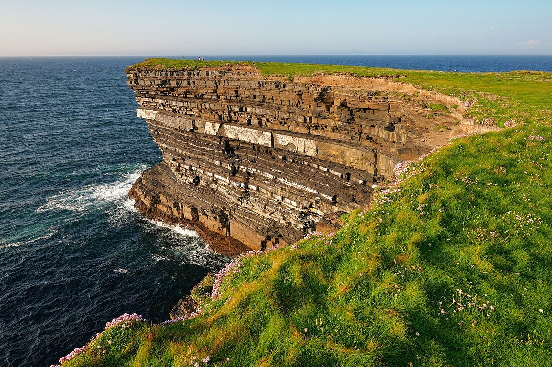 Ireland, County Mayo, northwest coast, Downpatrick Head, Dún Briste Sea Stack (rock needle)