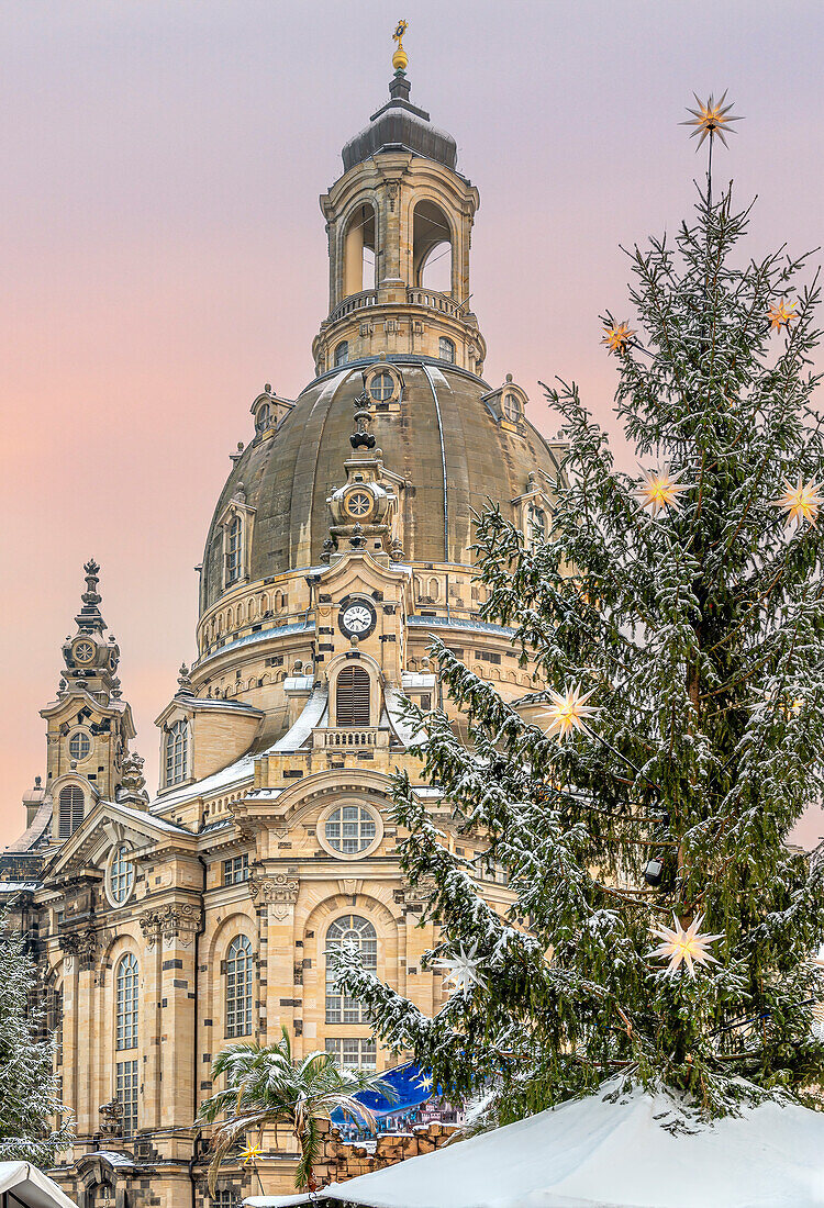 Dresden Frauenkirche in winter, Saxony, Germany