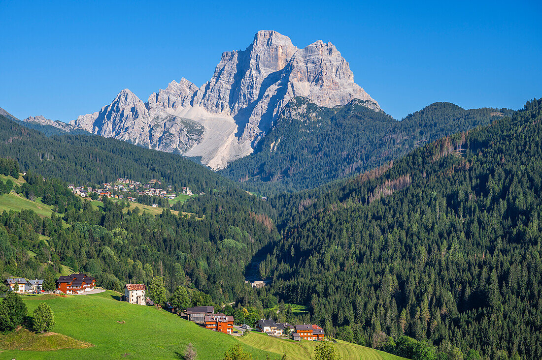 View to Monte Pelmo, Belluno Province, Alto Adige, South Tyrol, Alps, Dolomites, Veneto, Veneto, Italy