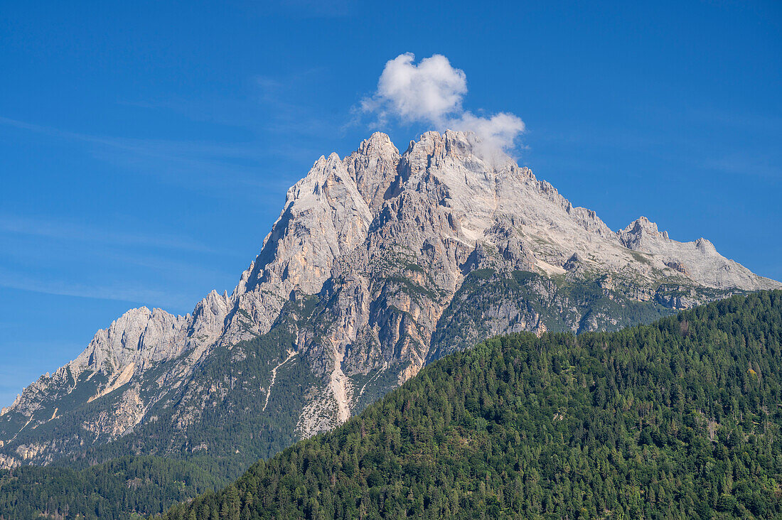 View of the Antelao (3264 m), Province of Belluno Alto Adige, South Tyrol, Alps, Dolomites, Veneto, Veneto, Italy
