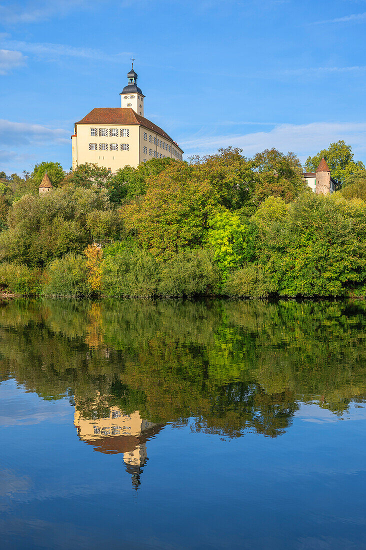 Burg Horneck mit Neckar, Gundelsheim, Odenwald, Baden-Württemberg, Deutschland