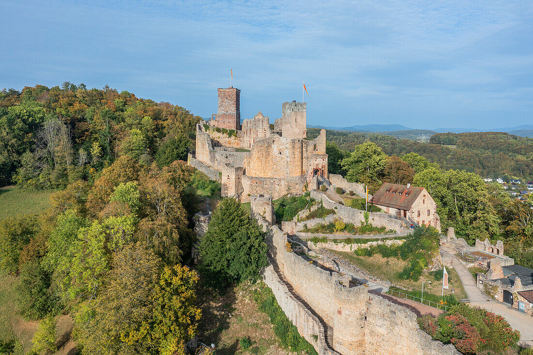 Luftaufnahme der Burg Rötteln in Haagen, Lörrach, Markgräflerland, Baden-Württemberg, Deutschland
