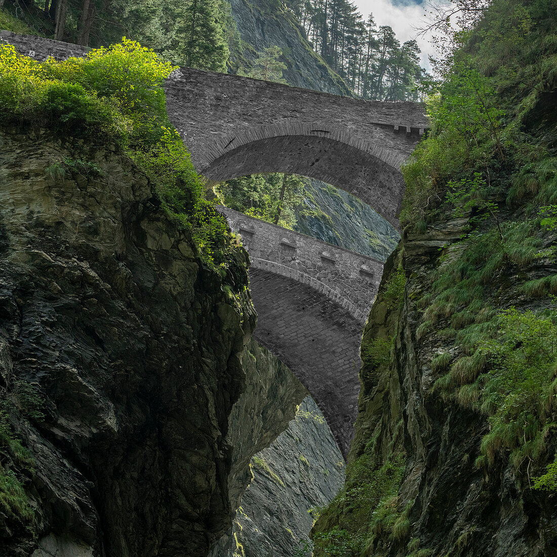  Bridges over the Viamala Gorge, Graubünden, Switzerland 