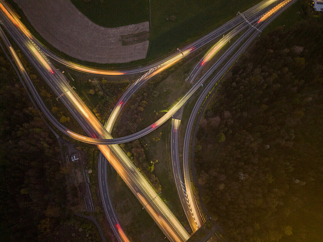 Autobahnkreuz von oben, Cham, Kanton Zug, Schweiz